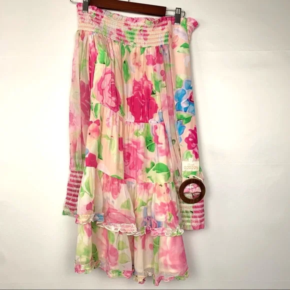 NWT Rococo Sand Alora Mini Off Shoulder Dress Floral Multi Pink Small - Picture 4 of 12